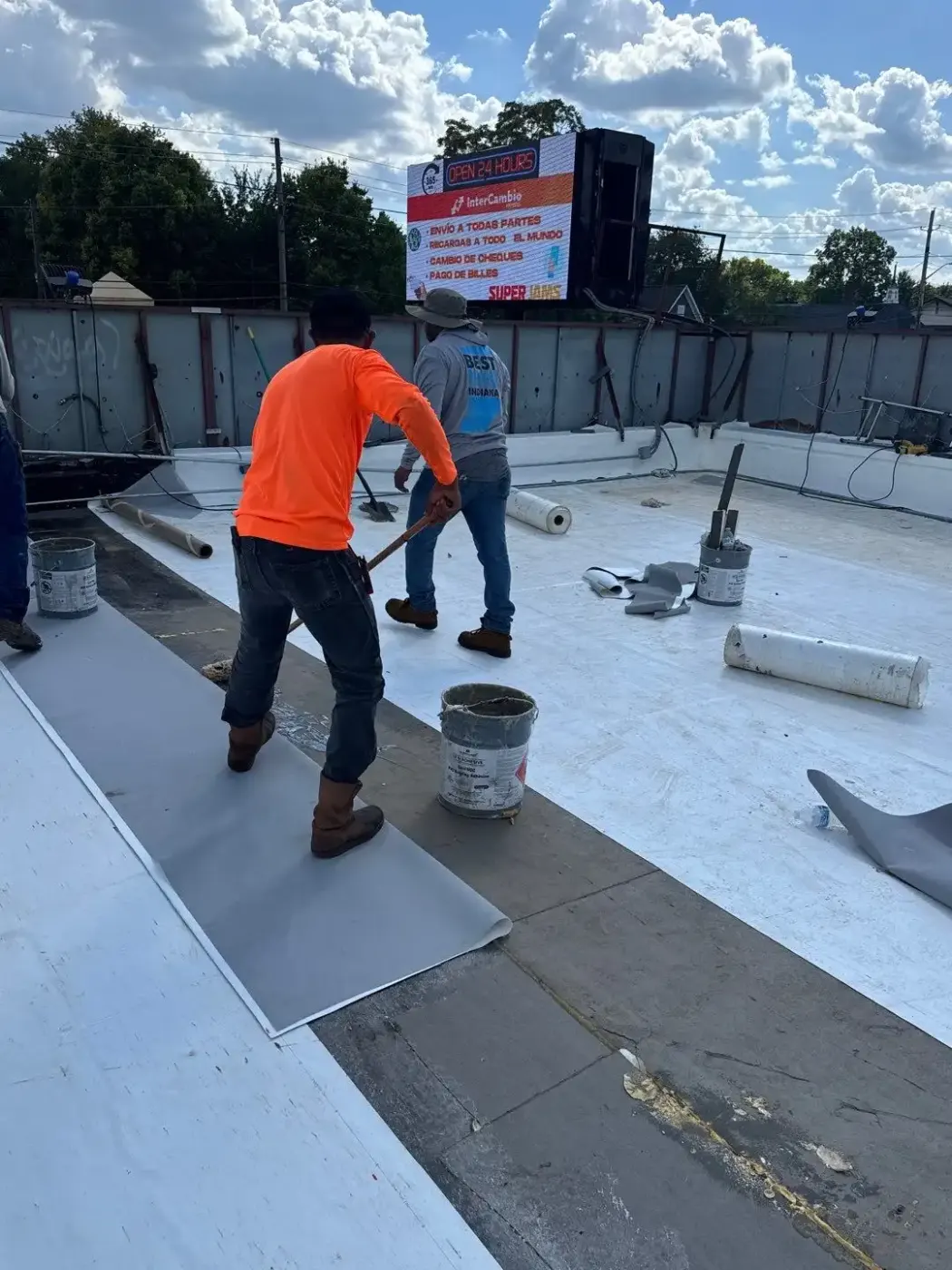 Tarping and dry-in on a New Palestine commercial roof